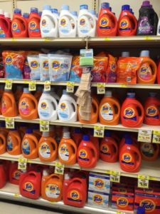 Tide washing machine detergent fills five shelves