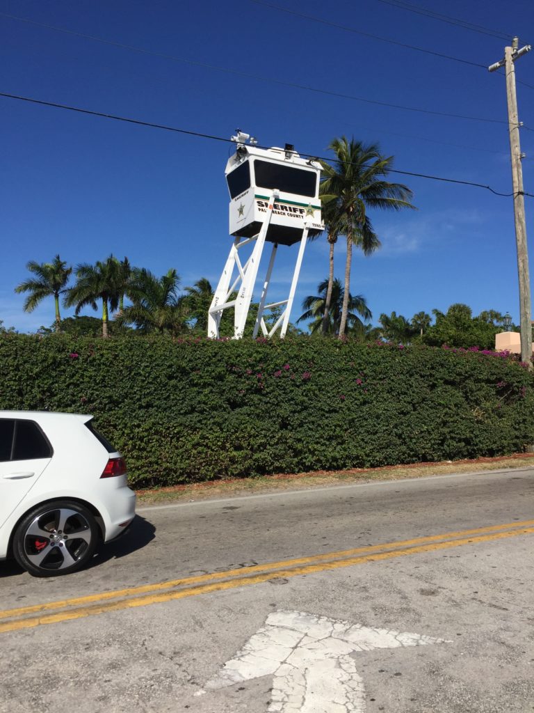 Sentry tower on perimeter of Mar-a-Lago